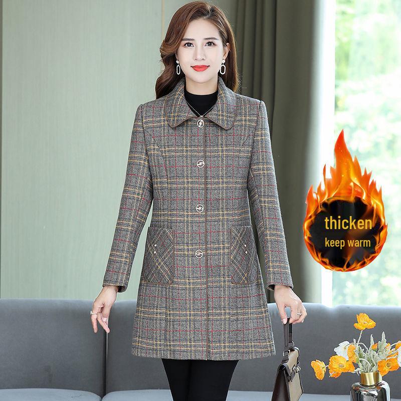 Mid-Length Autumn & Winter Trench Coat for Middle-Aged Women - Stylish and Thick for 40s & 50s