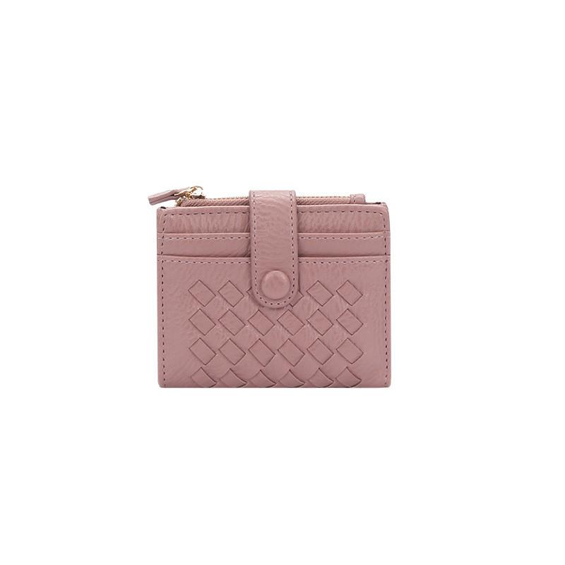 IELGY Korean Version Clutch Female Bag Simple High-End Hand-Woven Card Holder Short Ladies Wallet