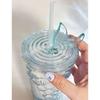 710ml Tumbler with Straw, Large Capacity, Double-Walled Plastic, for Cold Drinks, Fashionable Gift Idea (710ml, Turquoise Blue)