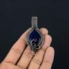 Blue Sapphire Pendant, Handmade Gemstone Pendant, 999 Copper Wire Wrapped Pendant Antique Jewelry, For Engagement Gift