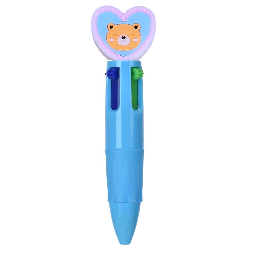 Four-color Ballpoint Pen Cute Cartoon Creative Valentine's Day Gift Multi-color Pen Heart-shaped Pressing Love Pen