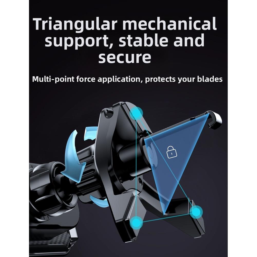 15W Wireless Charging Car Phone Holder with Auto Clamping Gravity Sensor Multipurpose Fit for Different Vehicle Vents