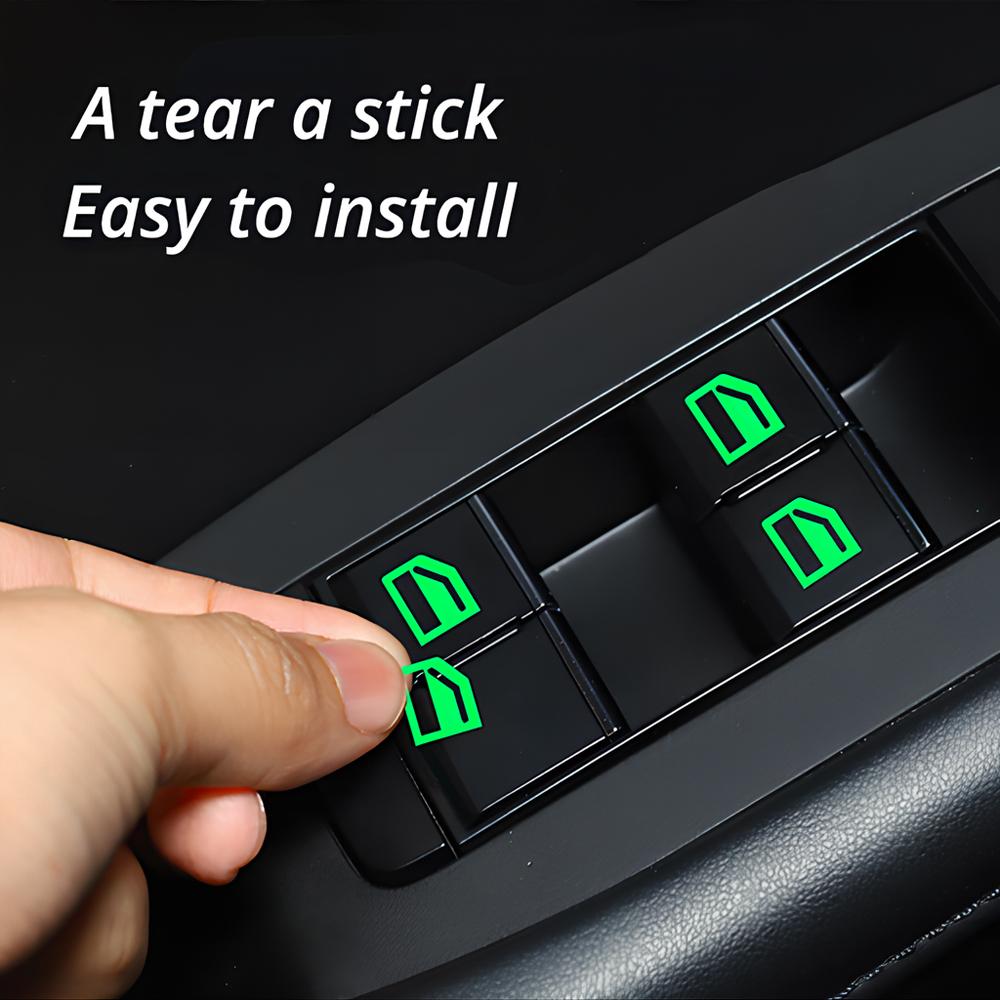 1/2PCS Car Styling Window Switch Luminous Stickers Nighting Glowing Button Auto Stickers Universal Green Orange Blue