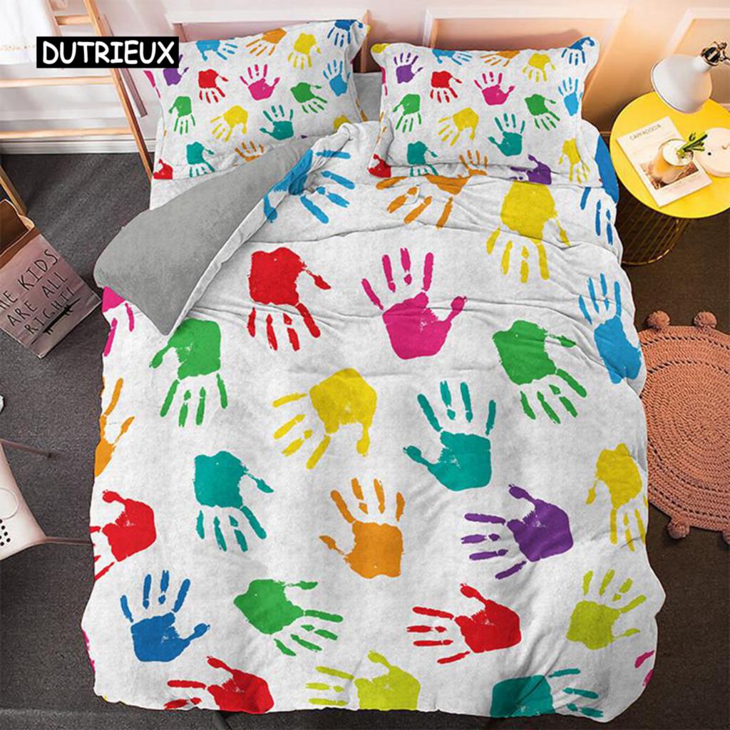 Cartoon Duvet Cover Set King Size Microfiber Cute Color Avatar Print Bedding Set for Kids Teens Soft Kawaii Style Quilt Cover