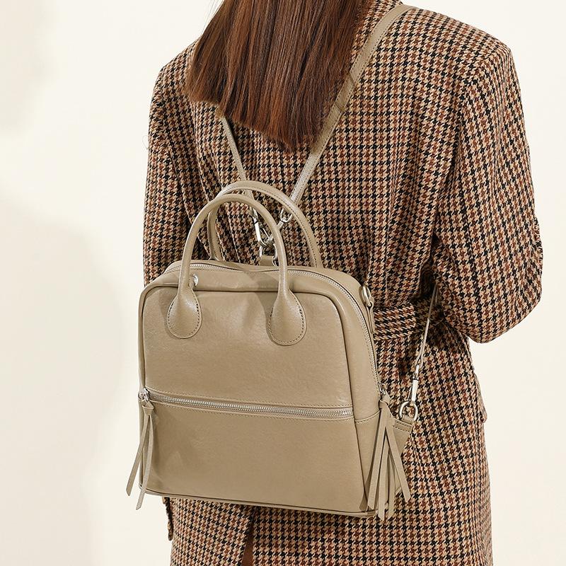 Leather Retro Multi-purpose Bag Women's Spring Summer Light Luxury Leather Women's Backpack Shoulder Bag