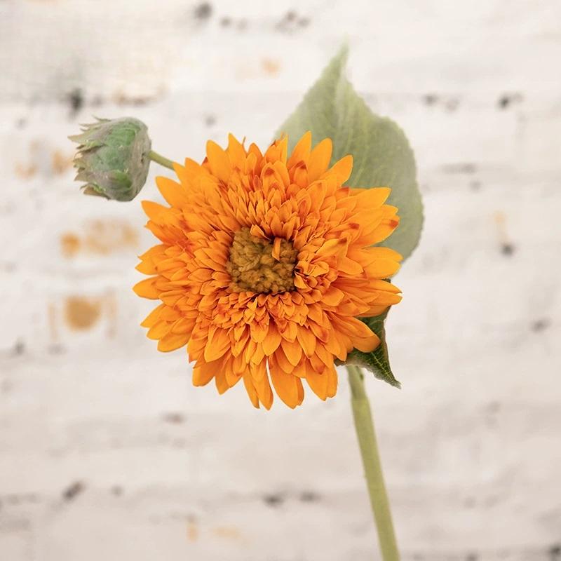 2Pcs Wedding Bridal Bouquet Sunflower Artificial Flowers Greenery Grand Burnt Fake Flower for DIY, Centerpieces Decor, Floral Arrangement Decor