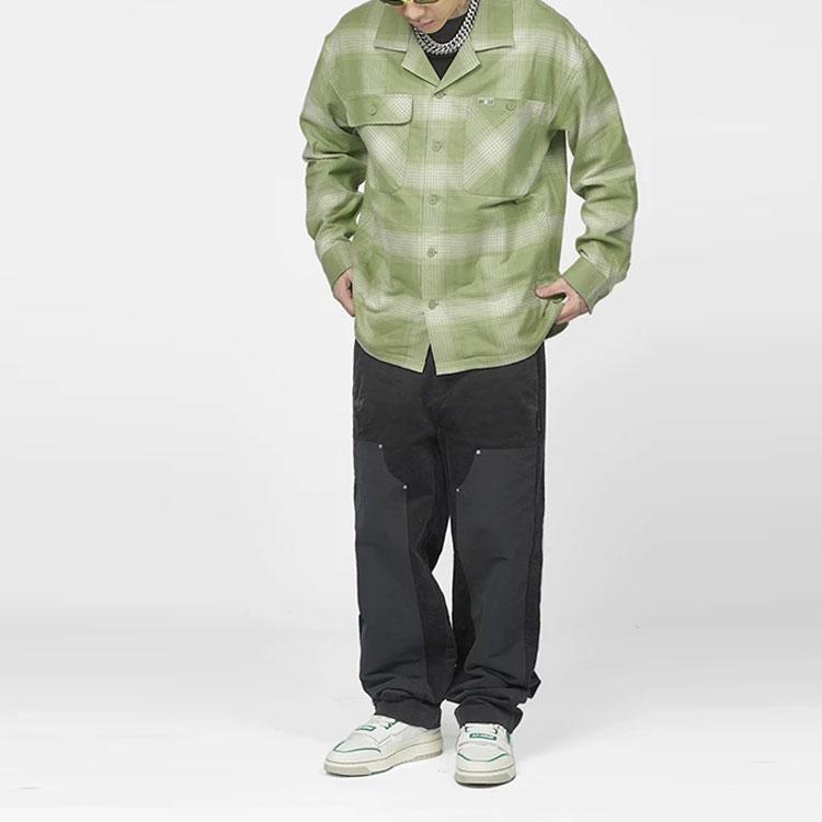 Li-Ning Badfive Series Sport Basketball Loose Plaid Long Sleeve Casual Shirt Men Tops Green ASHR195-2