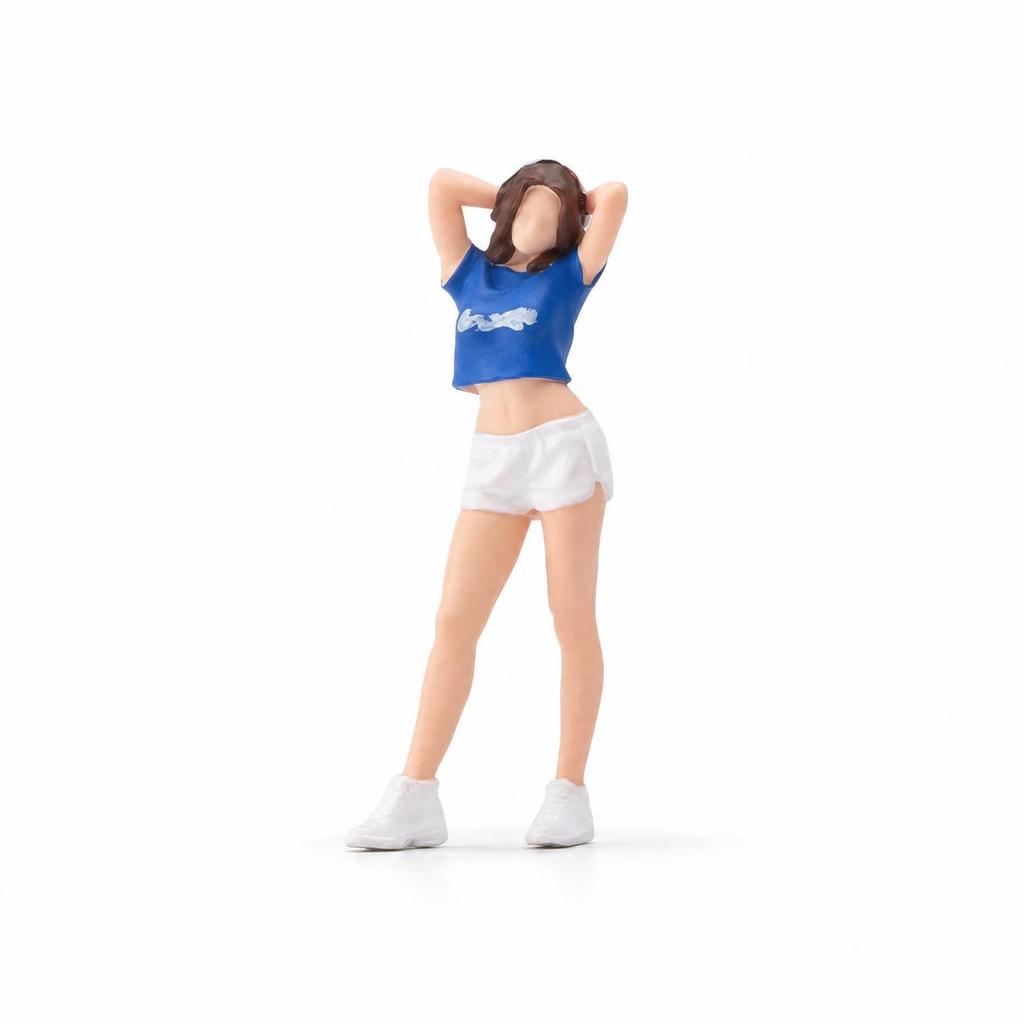 1/64 Scale Figurine Painted Female Miniature Raised Arms Figure for Collectors,