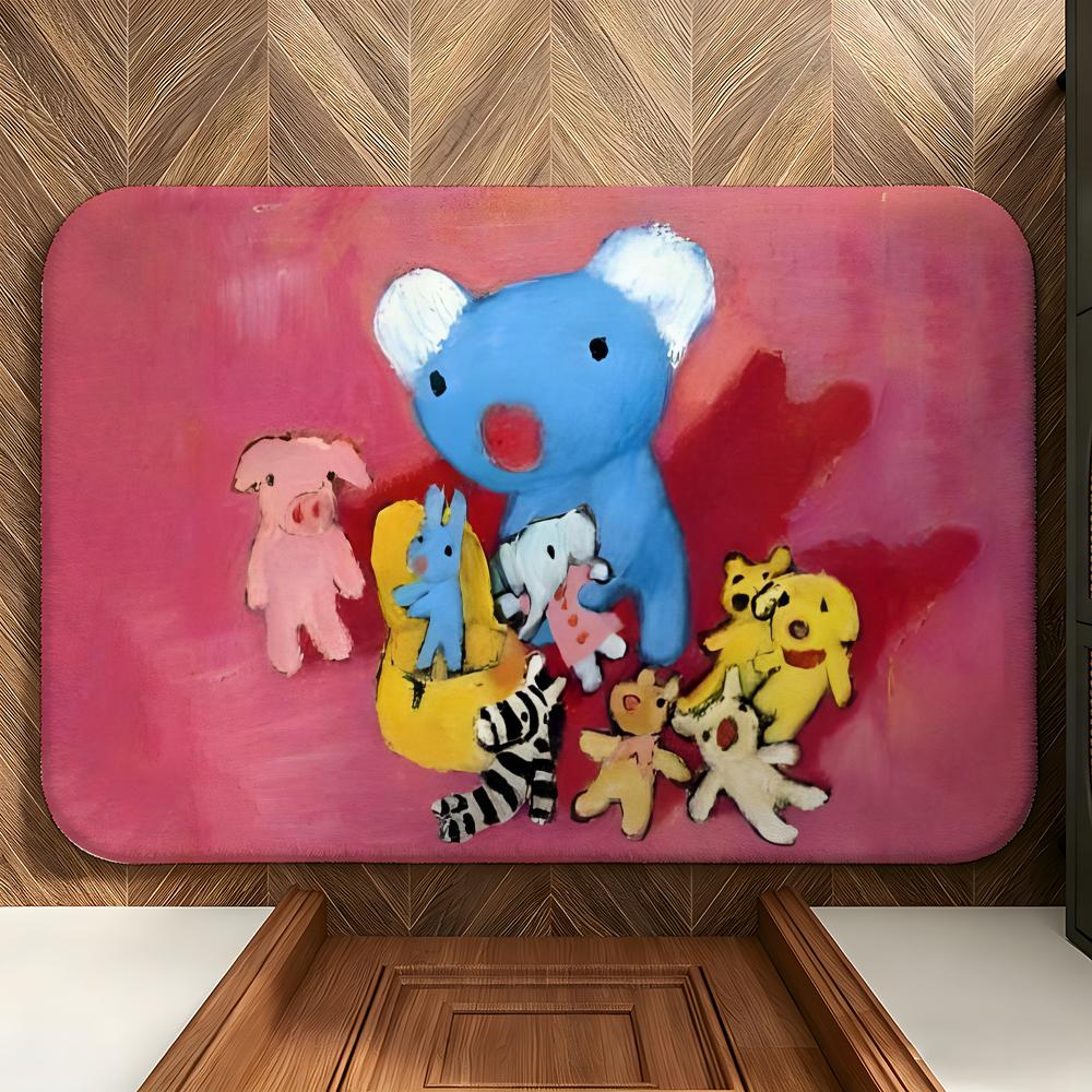 Cartoon PPenelope The Blue Koala Floor Mat Soft Flannel Floor Mat Suitable for Entryways, Living Rooms, Bedrooms, and Bathrooms