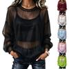 Women's Sheer Polka Dot Tulle Beach Cover-Up Top Lightweight Blouse for Swimwear and Vacation