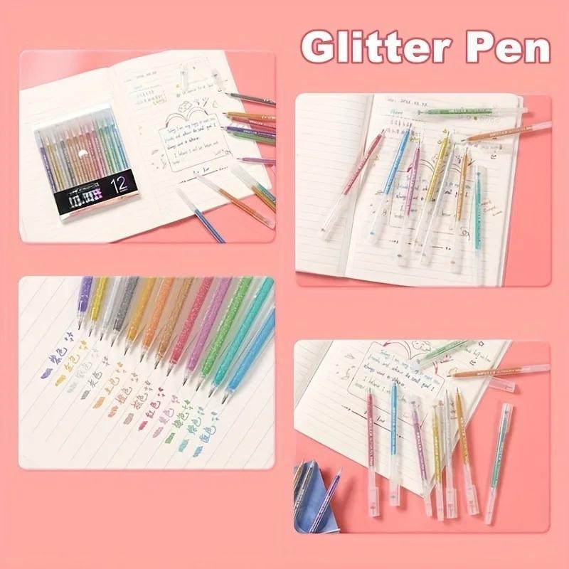 Set of12GlitterGelPens-SparklyJournaling &ColoringMarkersthe PerfectGift forChristmas & Halloween for DrawingPainting and More!