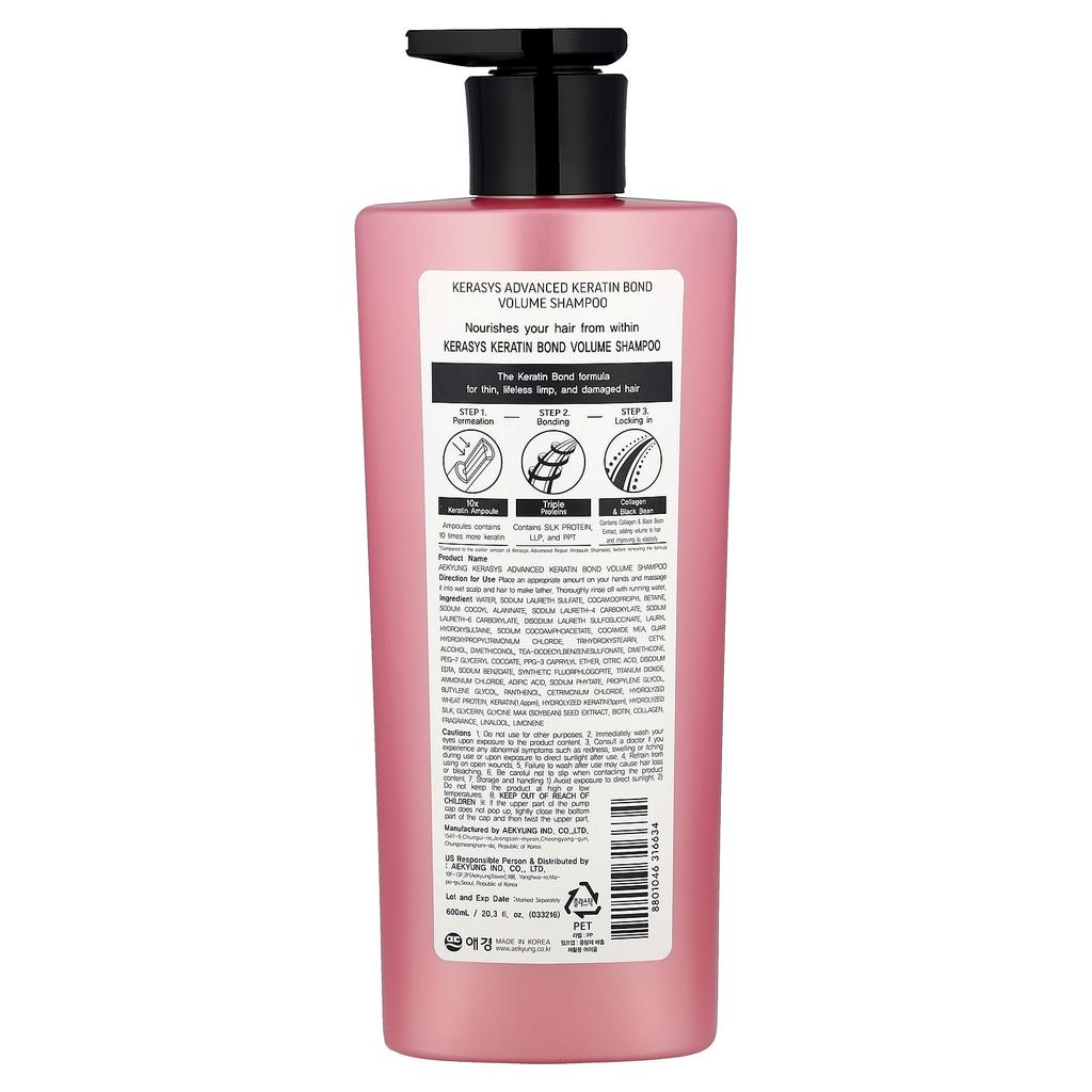 Advanced Keratin Bond Shampoo, Volume, 600Ml (20.2Fl Oz)
