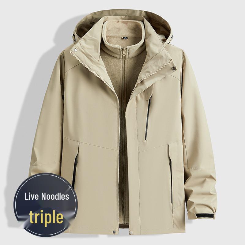 

Woodpecker Men s 3-in-1 Fleece-Lined Windproof Jacket with Detachable Liner - Plus Size XL (120-135 jin)