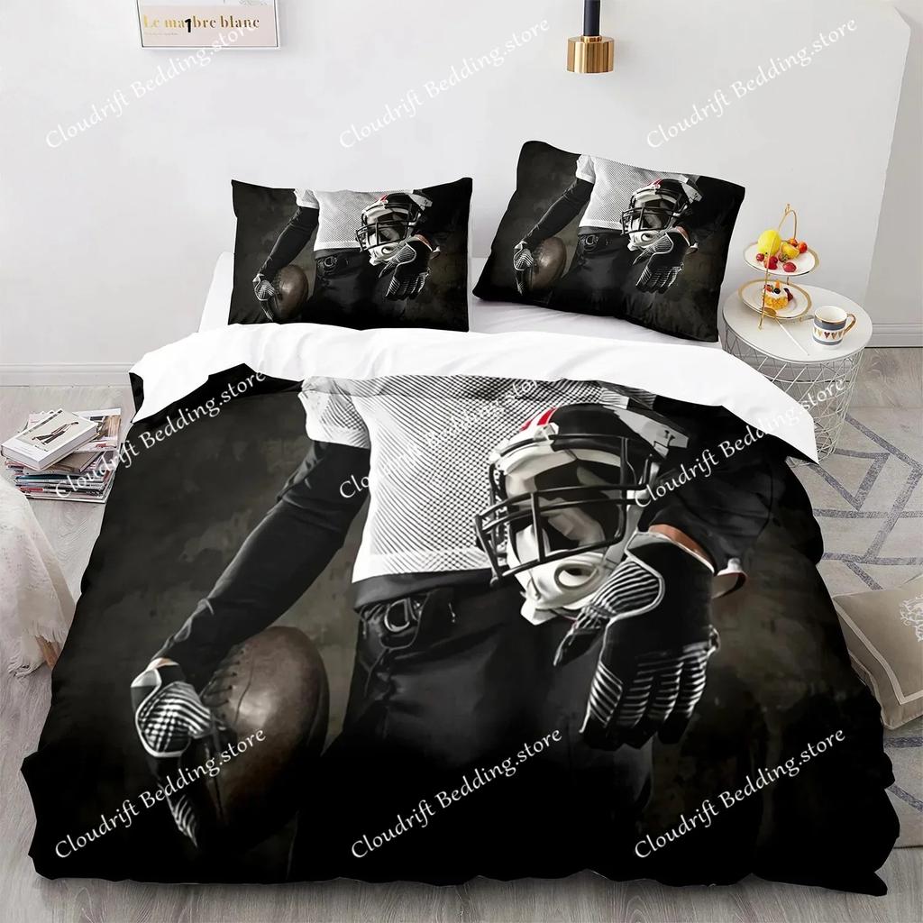 America Football Bedding Microfiber FullQueenKingTwin Sport Duvet Cover Set for Boys Girls Teen Speed Victory Quilt Cover