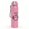 1PC Three Coffee Cup Heart Outline 750ml Color Plastic Sports Water Bottle Leakproof Flip Straw Lid Suitable for Sports Office Home Use