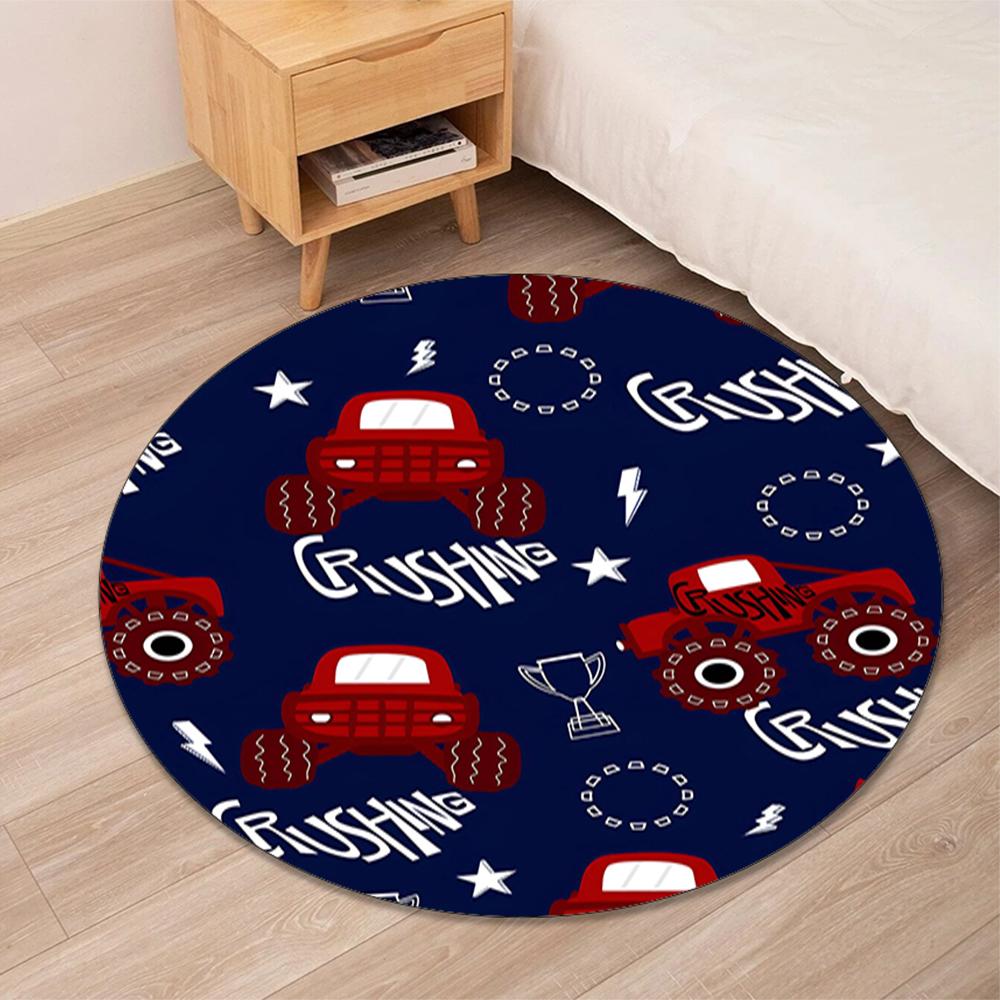 Truck Printed Round Rug Carpet Chair Rug Area Rug Entryway Doormats,for Office Chair Living Room Bedroom Kitchen Room.