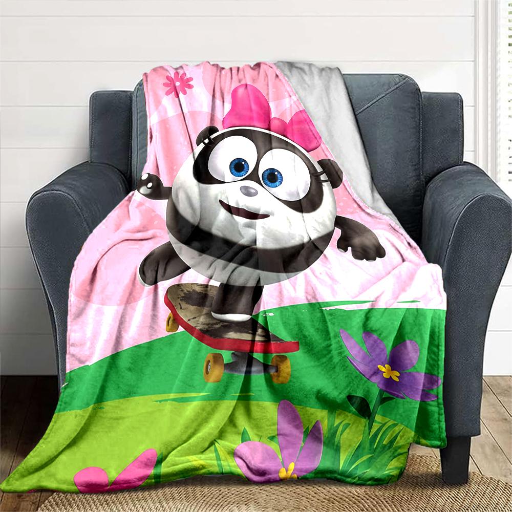 1Pc Cute Cartoon Character KikoRiki Blanket Soft Comfortable Polyester Blanket All Season Warm Throw Bedroom Office Outdoor Use Perfect Christmas Gift