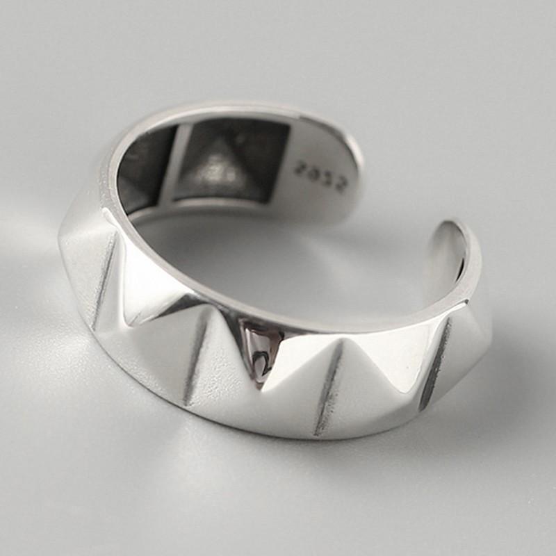 Silver Geometric Rhombus Rings for Women Men Geometric Retro Engagement Open Finger Ring Party Jewelry Anillos