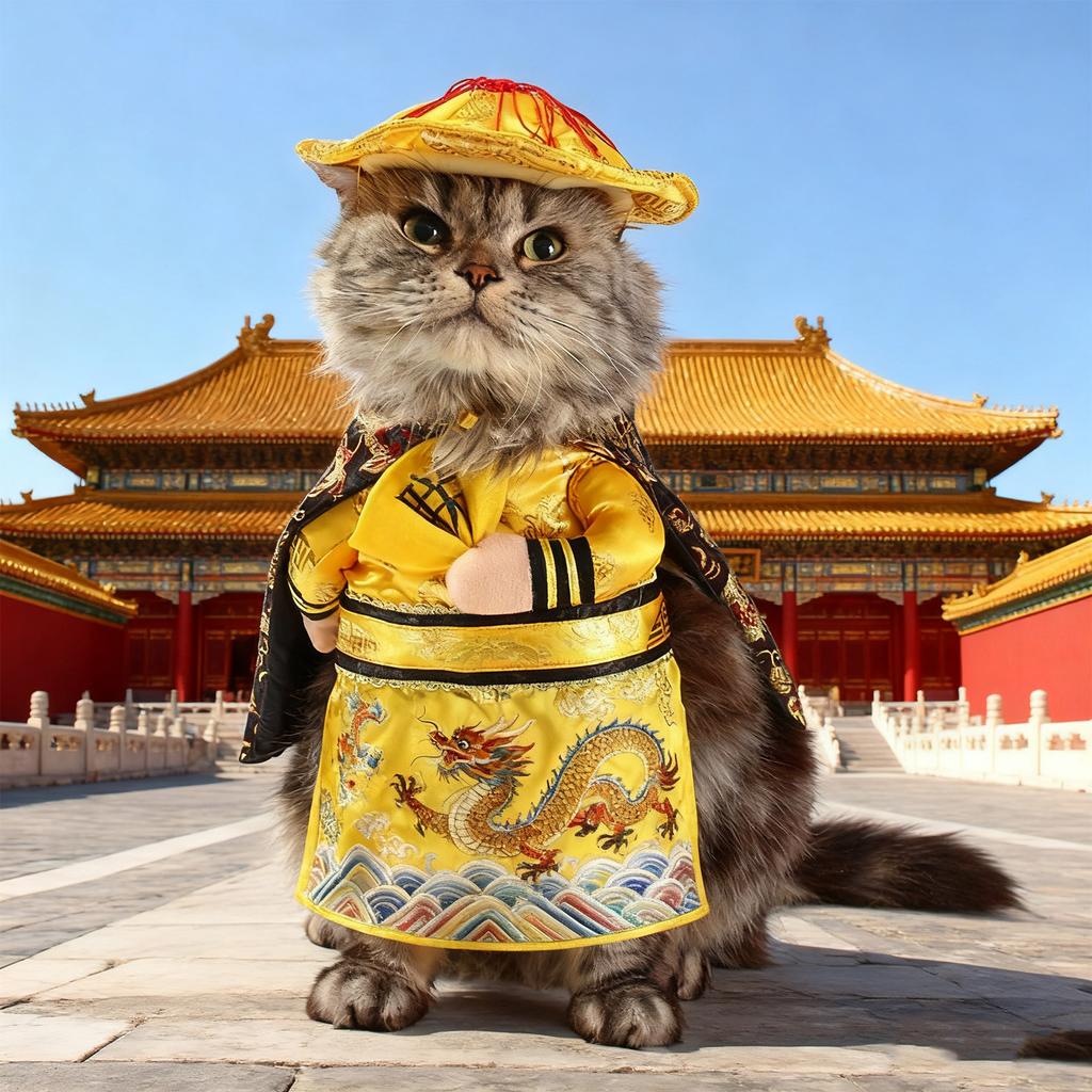Funny Emperors Styles Cats Clothing Breathable Polyester Fabric Quickly Release Closures Photo Friendly Pet Apparels