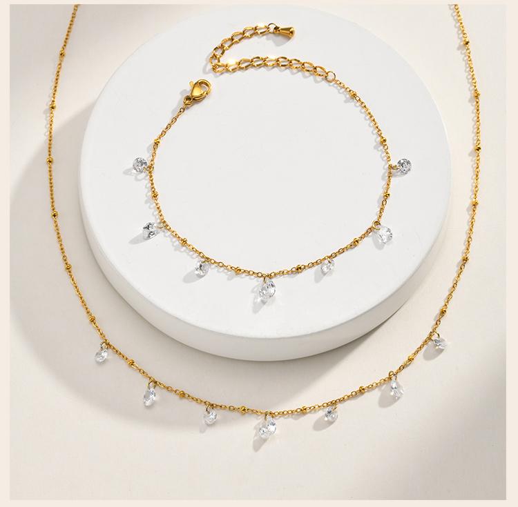Multi Zirconia Satellite Chain Bracelet for Women, 18K Gold Plated Stainless Steel Wristlet, Waterproof Party Jewelry