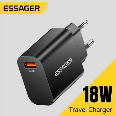 Essager 18W QC3.0 USB A Charger USB Quick Charge 3.0 Fast Wall Charger for Samsung S24 Huawei Xiaomi iPhone Mobile Phone Charger