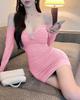 Elegant Off-the-Shoulder Mesh Bodycon Dress with Long Sleeves
