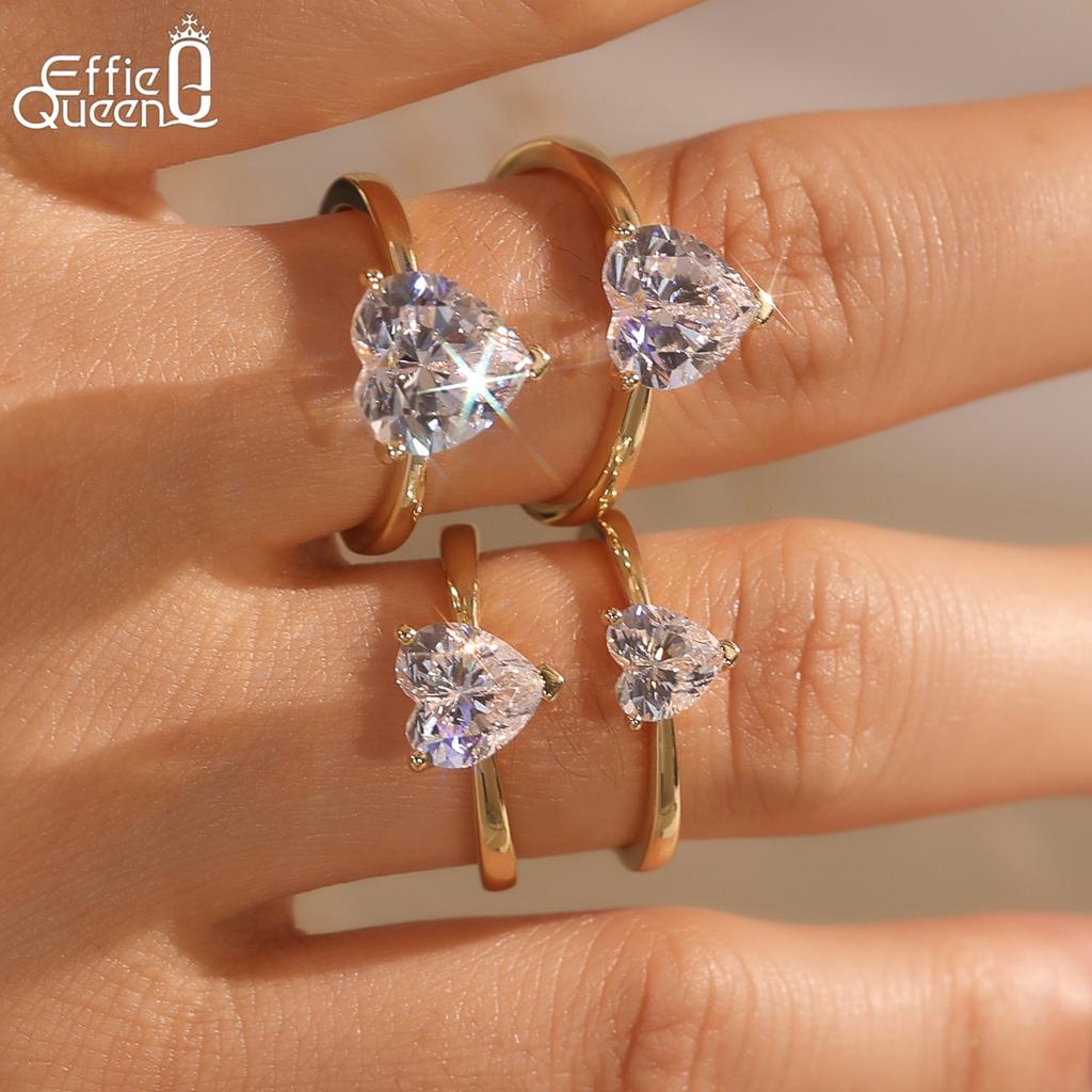 Effie Queen 1-4ct Heart Cut Moissanite Diamond 100% 925 Sterling Silver Open Ring Casual Party Ideal Jewelry 2025 Trend MOR06