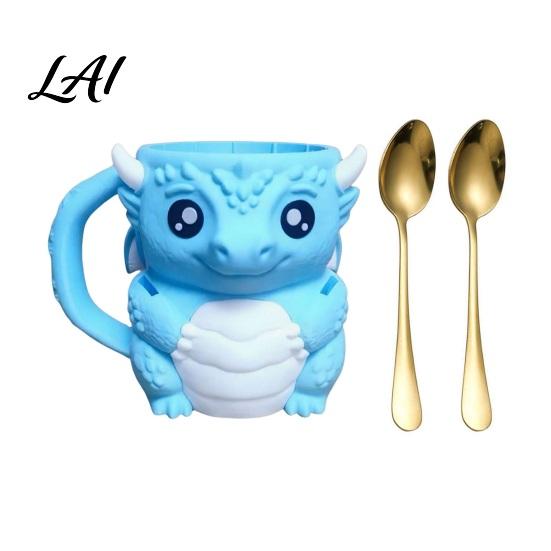 Portable Cup Holder Ice Cream Holder with Handle16 Oz Containers Built-In Snack 16-ounce Cozy Drawer Design Cute Dragon Insulated Sleeve