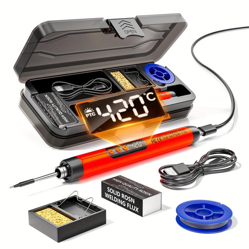 Rechargeable Digital Display Soldering Iron Kit for Home and Outdoor Repairs