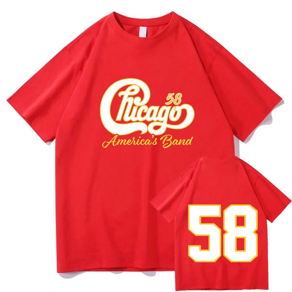 58 Chicago America's Band Printed Tshirt Streetwear Unisex Short Sleeve Cotton Female T-shirt Graphic Printing Tees Women Shirts
