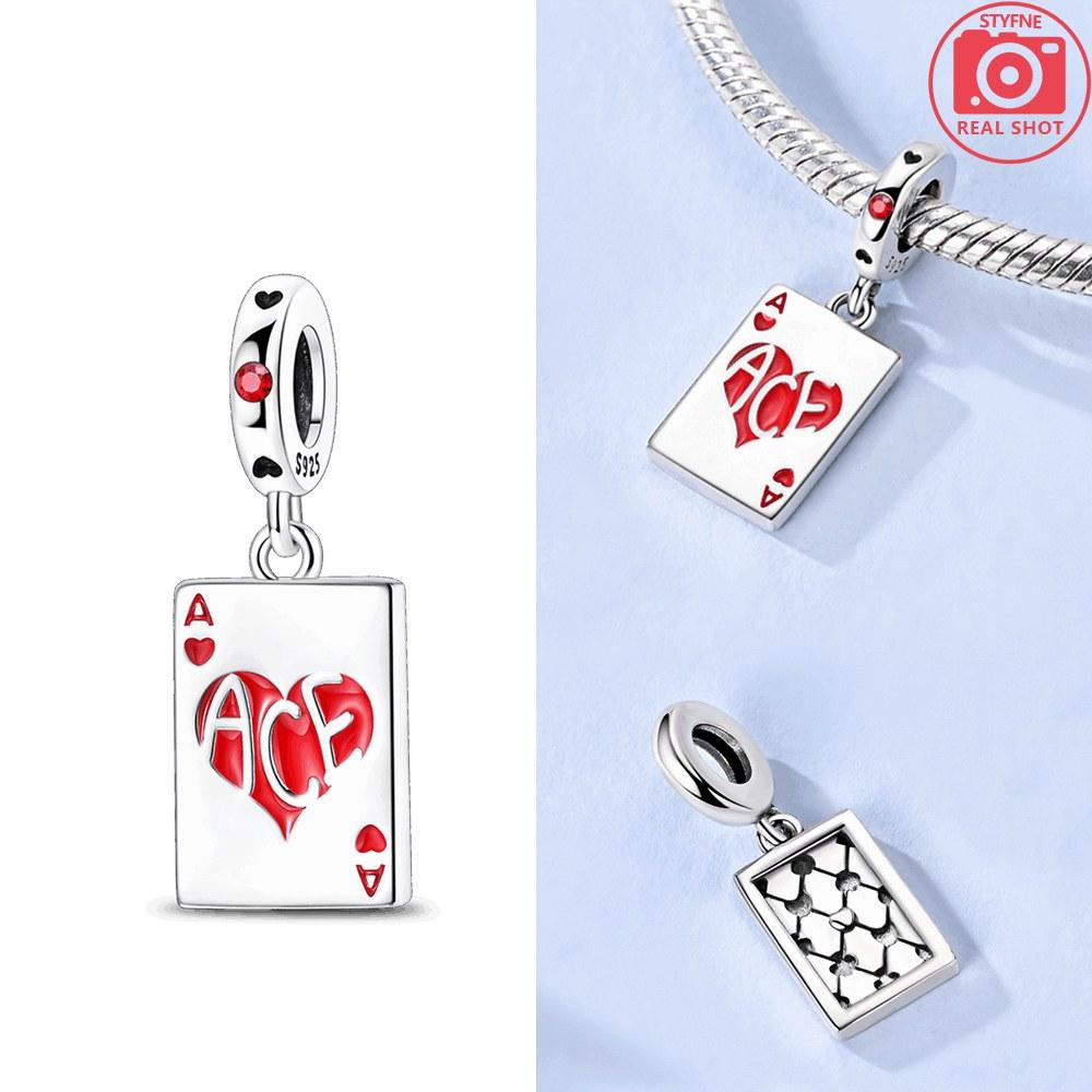 Poker Card Pendant Copper Colors Charm Beads Fit Original Charms Bracelet Beads For Women Jewelry Making Gifts