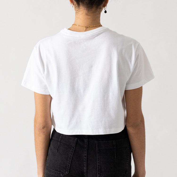 (WMNS) Converse Puff Wordmark T-Shirt Asia Sizing 'White Black' Women's 10021656-A05