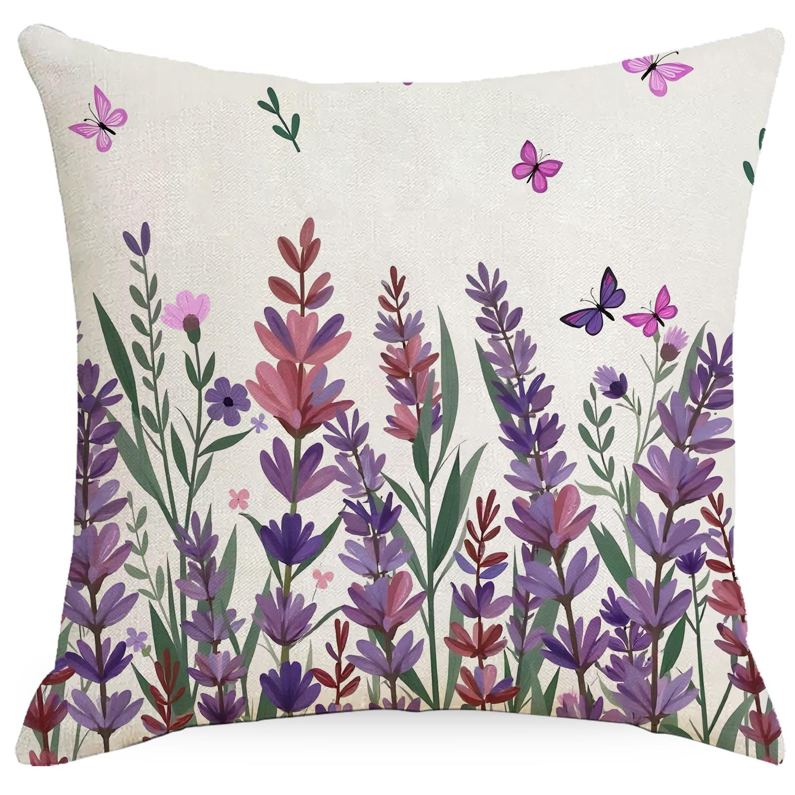 

Новая весенняя фиолетовая лавандовая наволочка льняная для декоративной подушки на диван в гостиную 45 * 45Cm