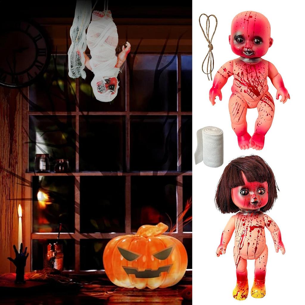 Creepy Doll Scary Doll Halloween Ornaments for Tree Halloween Decorations Home Decor for Indoor Bedroom Living Room Party Yard