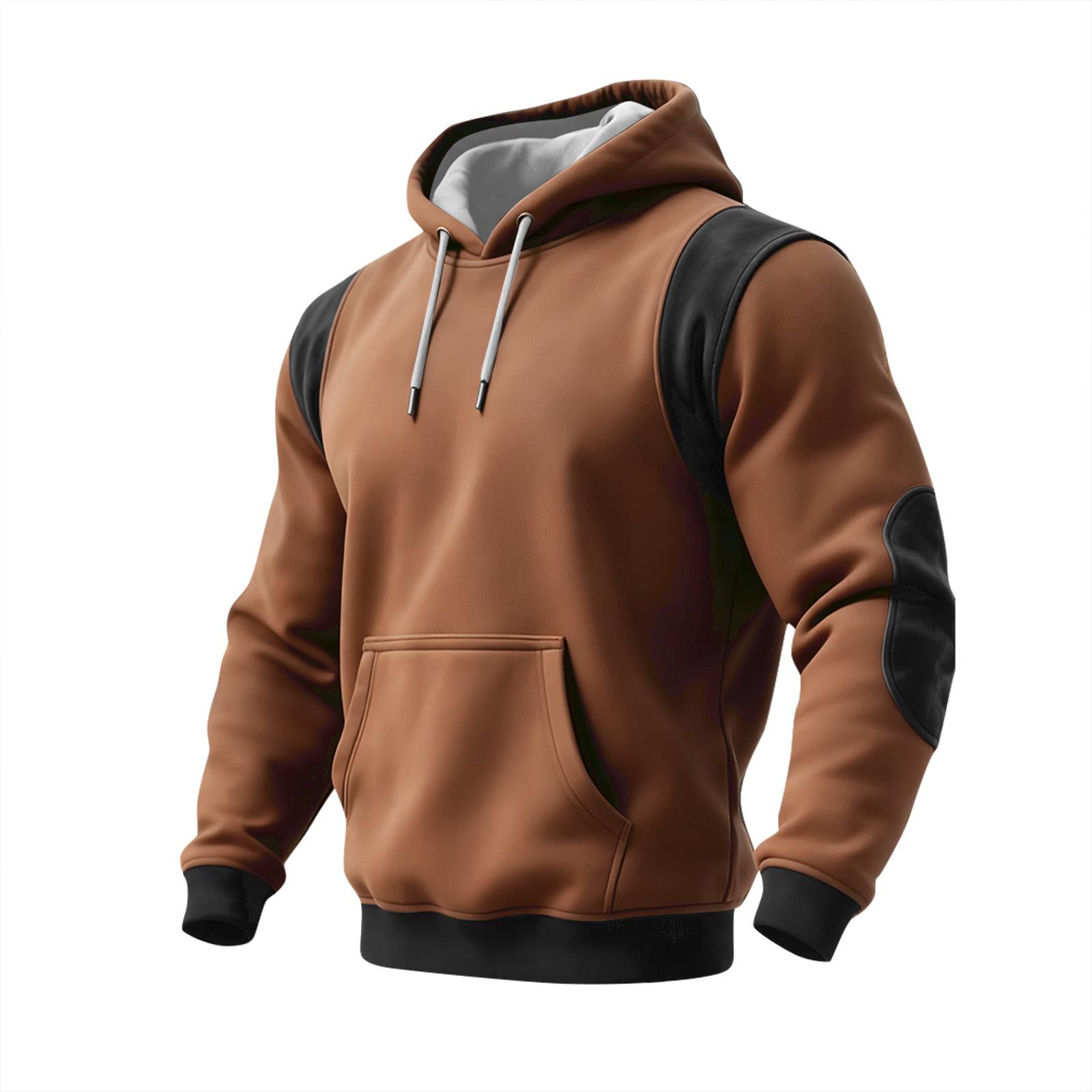 

Men s Colorblock Sweatshirt Hoodie Men s Sports Large Size Casual Sweatshirt M коричневий