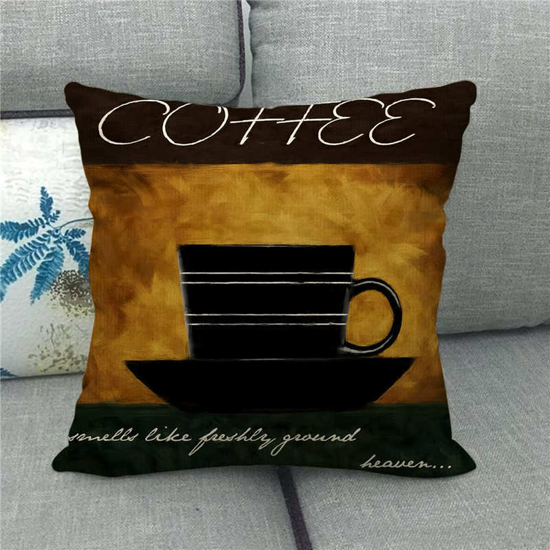 Retro-Style Coffee Afternoon Tea Digital Printing Short Plush Pillow Covers For Car Sofa Office Cushion Cover Home Goods