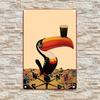 D Flat Vintage Toucan with Beer Mug Metal Wall Art Sign X Inch Retro Iron Hanging Decor with Cityscape