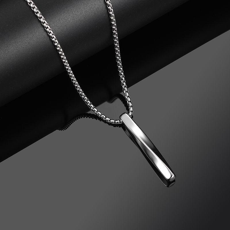 Black Rectangle Pendant Necklace Men 