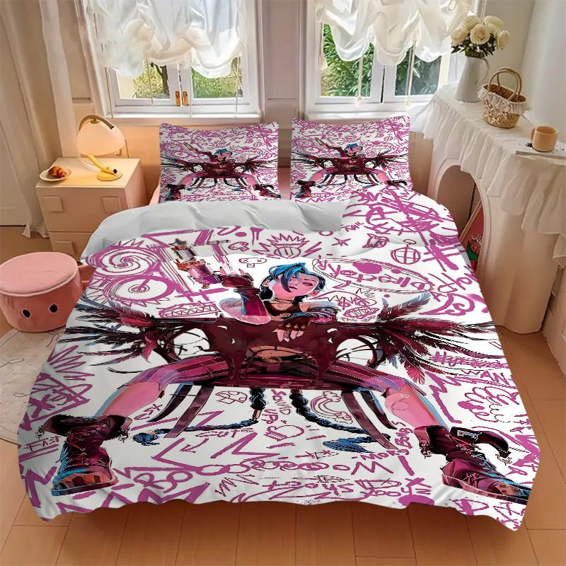 3pcs Jinx Home Decor Bedding Set-Universal Three-Piece Suit for Bedroom, Guest Room, Living Room, Hotel-Perfect Gift for Fans, Travelers, Da