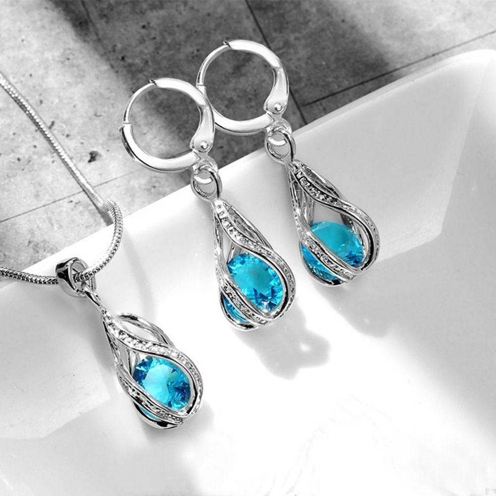 

Подарок Горный хрусталь Винтажное женское ожерелье Серьги в корейском стиле Набор модных ювелирных украшений из сплава