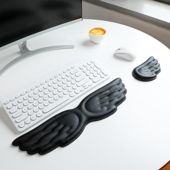 Angel Wing Keyboard Wrist Rest Ergonomic Wrist Support Pad Silicone Mouse Wrist Rest Laptop Wrist Cushion for Office Gaming