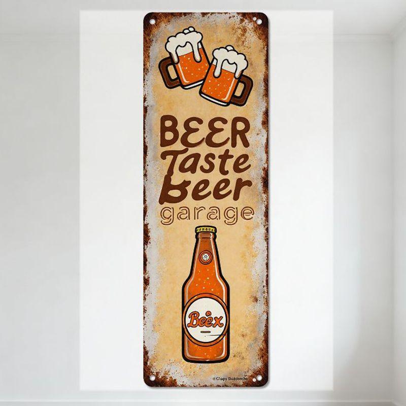 

Vintage Beer Metal Tin Sign, Cartoon Beer Mugs Clinking Garage Bar Home Decor with Rusty Edges & Beer Bottle Illustration 20x30cm（7.8x11.8inch）