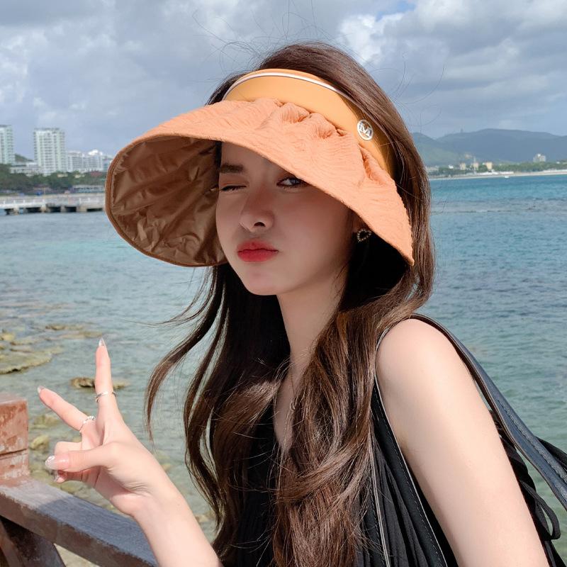 

Летняя новая шляпа женская милая ситцевая солнцезащитная шляпа с открытым верхом для улицы, шляпа от солнца в виде ракушки, универсальная прохладная шляпа One Size