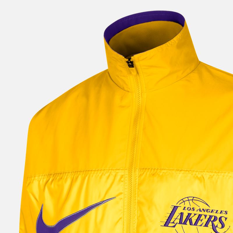 Nike Los Angeles Lakers Courtside Logo Print Patchwork Stand Collar Jacket Men Jacket Amarillo-Yellow DR9192-728