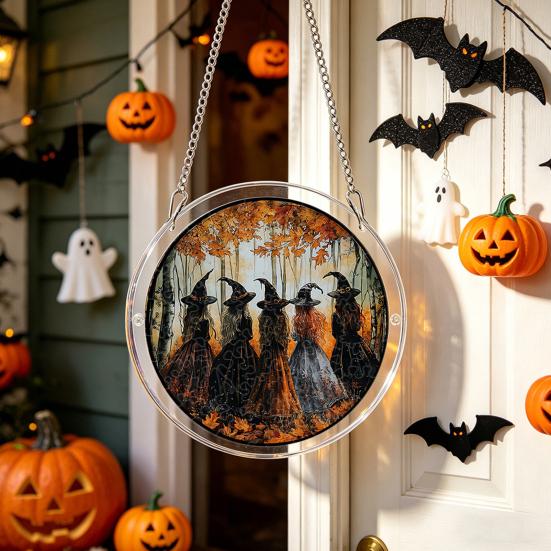Halloween Acrylic Jigsaw Puzzle Suncatcher Stained Glass Style DIY Sun Catcher