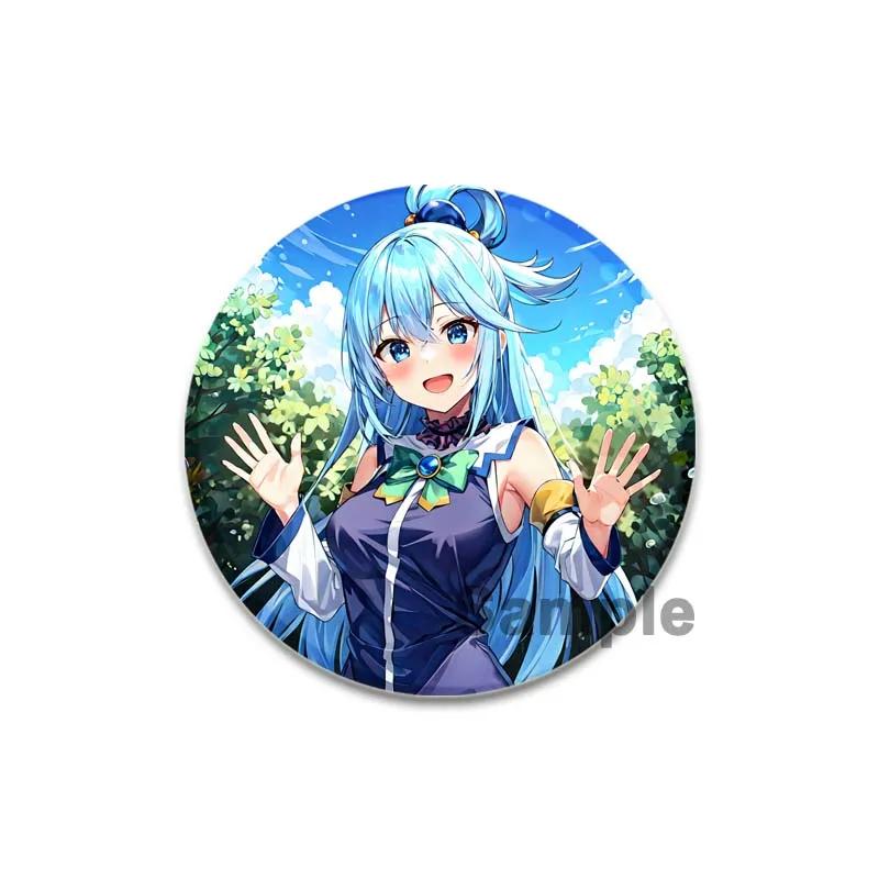 32/44/58mm Anime KonoSuba Pins Megumin Aqua Badge Handmade Brooche Breastpin for Backpack Clothes Accessories Gift