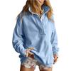 Womens Loose Half Button Collar Long Sleeve Casual Sweatshirt
