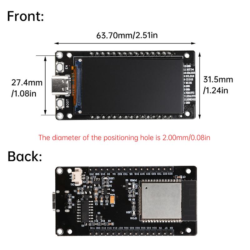 ESP32 Bluetooth Module WiFi+BT+BLE MCU Development Board 1.4/1.9-Inch LCD Screen Type-C interface Electronic Wireless Module
