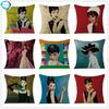 45X45Cm Vintage Audrey Hepburn Decorative Pillows Case Plush Cushion Cover Home Pillowcase Sofa Black White Pillow Cover