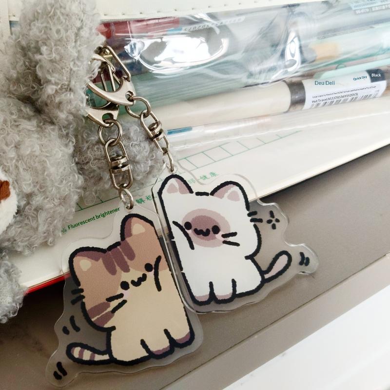 1Pair Cute Cat Keychain Pendant, Matching Couple Backpack Keychain